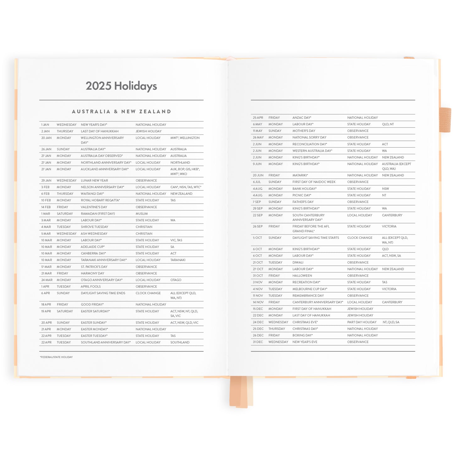 Fox & Fallow 2025 A5 Horizontal Planner - Salmon Check